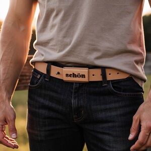 NWT Mila Schön Italian Luxury Belt Cut-Out Buckle Genuine  Leather Men's/Unisex